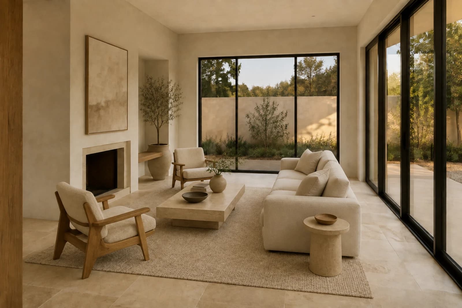 The same contemporary living room with realistic virtual staging