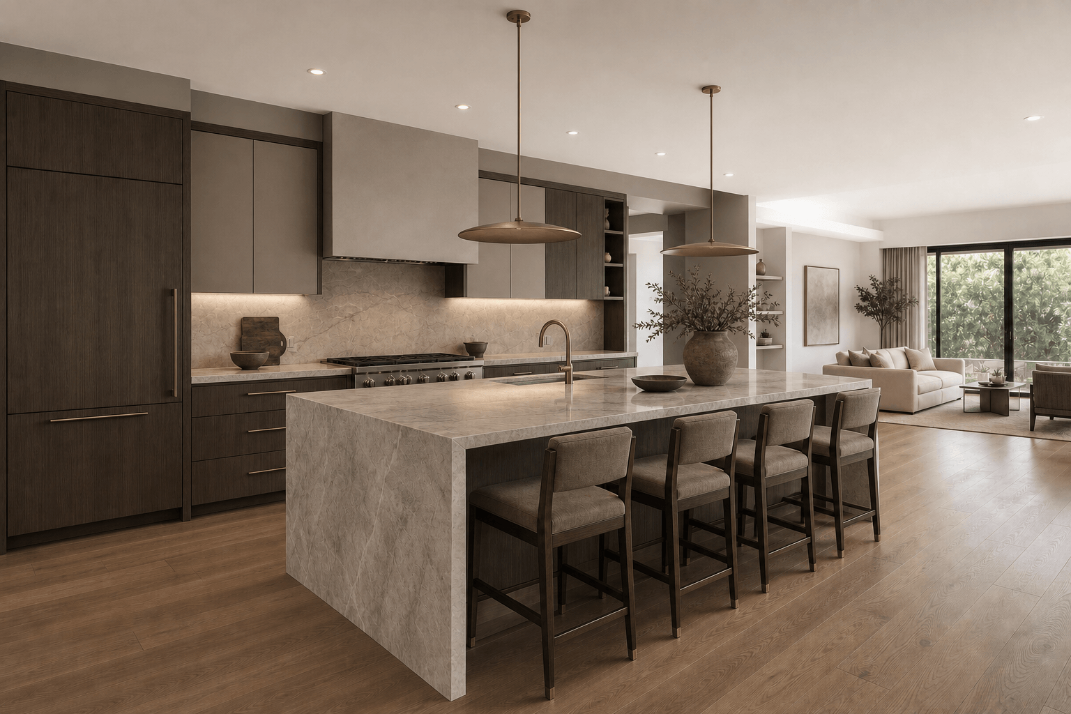Warm oak kitchen design option within the Riverside residence Concept Board