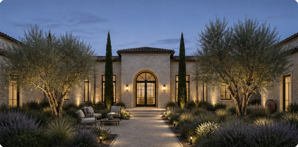 Approved Mediterranean villa landscaping and outdoor-living concept