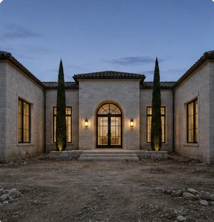Original Mediterranean villa entrance before landscaping
